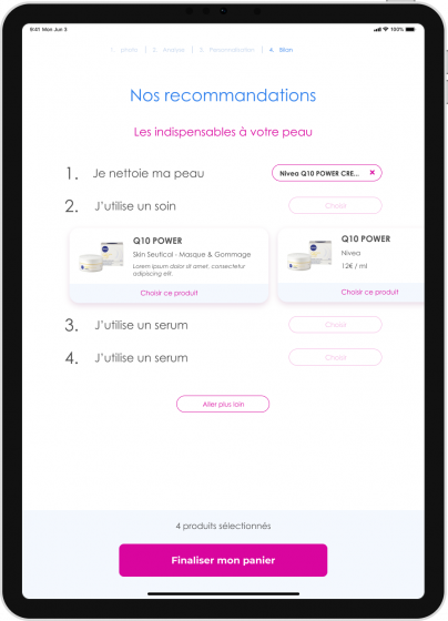 Skin Analysia - recomandation produit