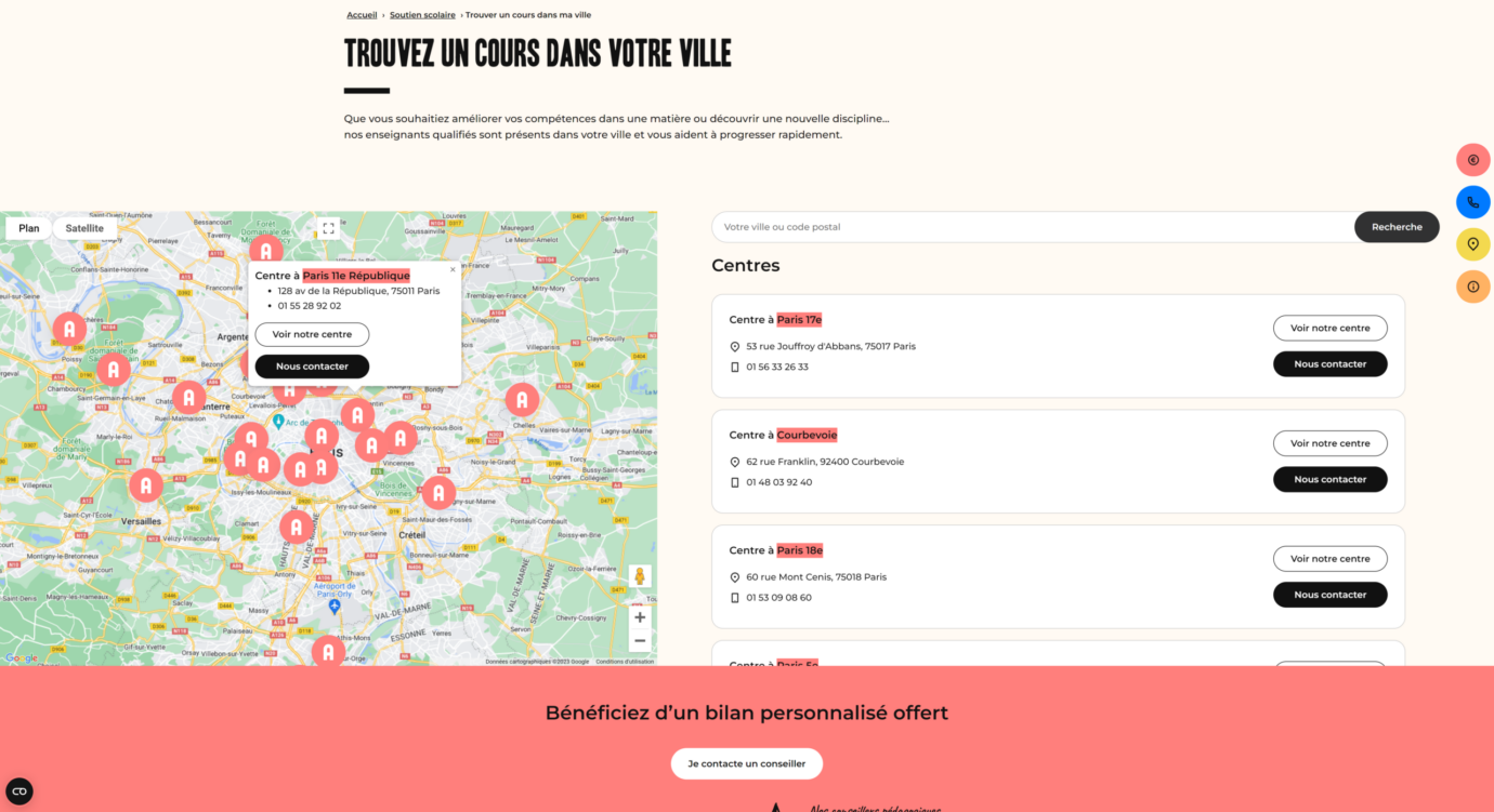 map acadomia région parisienne